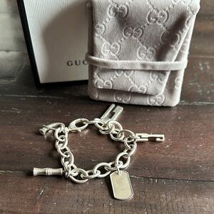 Gucci Silver Key Charm Bracelet